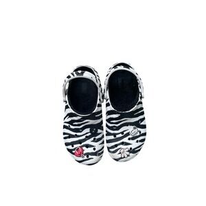 Crocs Zebra Lined Clogs W9 M7 Faux Fur w/ Charms‎ 206559